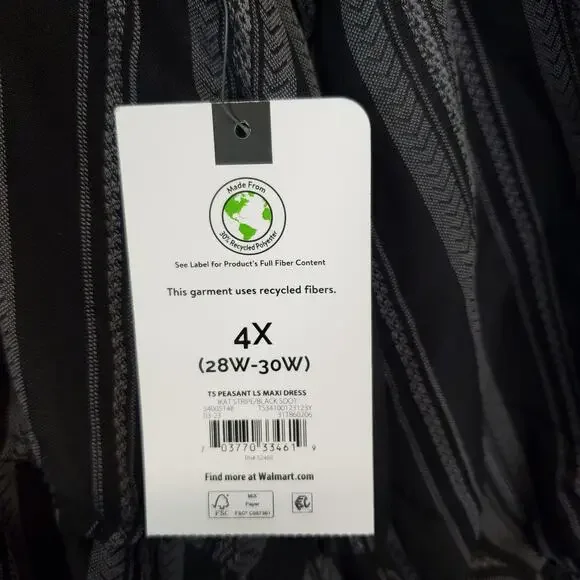 Terra & Sky Black Stripe Peasant Cottagecore Maxi Dress 4X Ruffle Farm Country - Picture 10 of 16